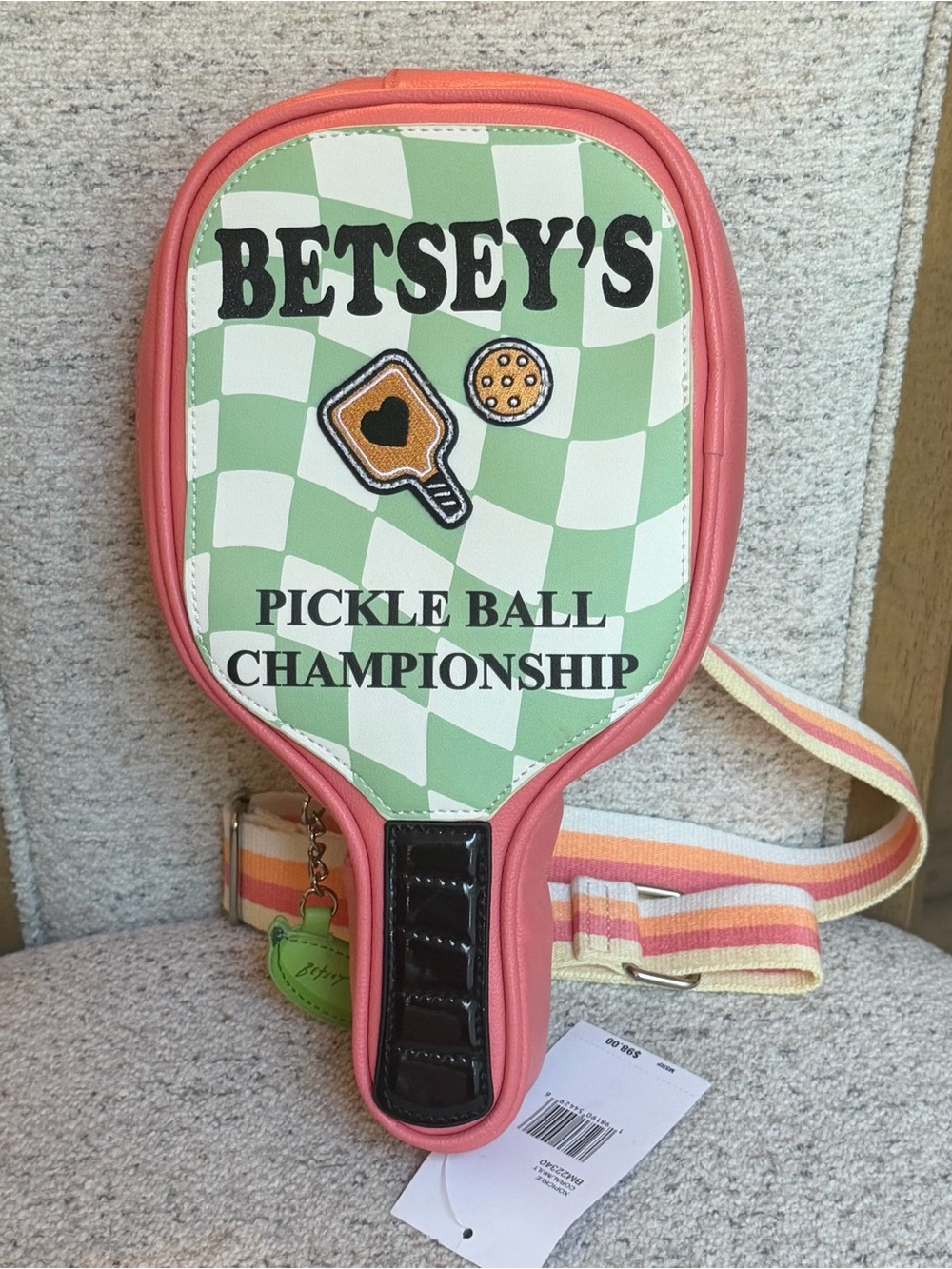 Betsey Johnson Pickle Ball Championship Paddle Crossbody nwt